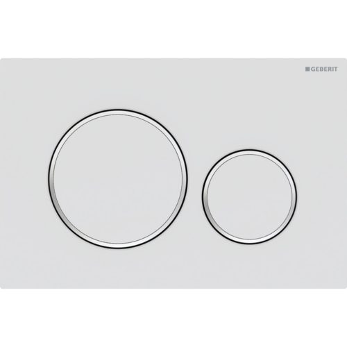 Geberit Sigma20 működtetőlap, 2 mennyiséges öblítéshez, matt fehér easy-to-clean bevonattal/fényes króm 115.882.JT.1
