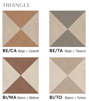 CASALGRANDE PADANA TERRAE TRIANGLE DEKOR 20 x 20 CM GRESPORCELÁN BURKOLAT, TÖBB SZÍNBEN