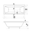 Jika 180 cm Cubito pure H2254200000001 Akril kád, közép lefolyós, beépíthető verzió, 180x80 cm, 235l űrtartalommal, lábbal együtt