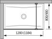 Jika 120 cm Pure H2674230026681 Üvegfal, 1200 mm, oldalfalhoz rögzített