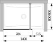 Jika 80 cm Pure H2684200026681 Üvegfal, 800 mm, oldalfalhoz rögzített