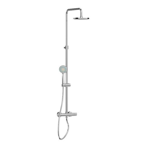 Jika Mio H3337170045711 Termosztátos zuhanyoszlop, esőztető fej ⌀200 mm, 3 funkciós kézi zuhanyfej, 170 cm-es tömlő, króm