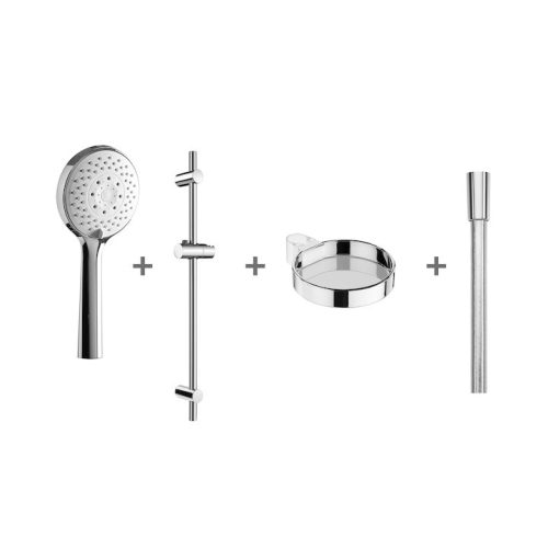 Jika Cubito N H3651X00044721 Zuhanyszett, kézi zuhany Ø130 mm, 4 funkciós, 170 cm-es zuhanytömlő, zuhanyrúd, szappantartó 