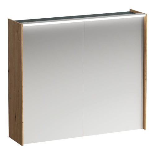 Laufen Lani tükrös fali szekrény, világítással H4037621122671,  80 cm, vad tölgy