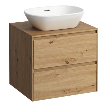   Laufen Lani alsószekrény pulttal H4043011122671, mosdótálakhoz, 2 fiókos, 60 cm, vad tölgy