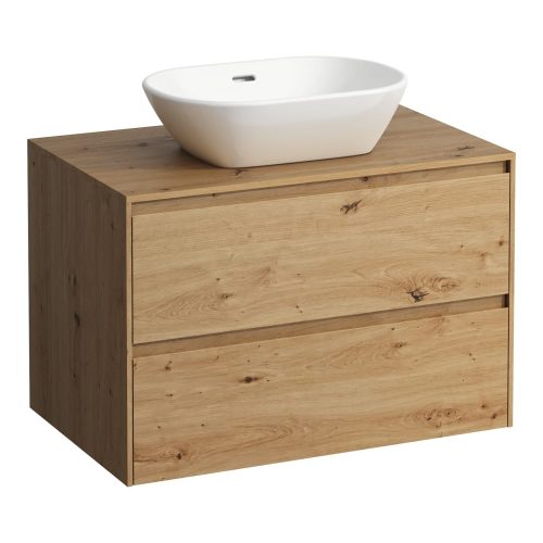 Laufen Lani alsószekrény pulttal H4043111122671, mosdótálakhoz, 2 fiókos, 80 cm, vad tölgy