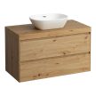 Laufen Lani alsószekrény pulttal H4065611122671, mosdótálakhoz, 2 fiókos, 100 cm, vad tölgy