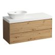 Laufen Lani alsószekrény pulttal H4065711122671, mosdótálakhoz, 2 fiókos, 120 cm, vad tölgy