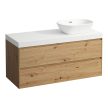 Laufen Lani alsószekrény pulttal H4065711122671, mosdótálakhoz, 2 fiókos, 120 cm, vad tölgy