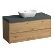Laufen Lani alsószekrény pulttal H4065711122671, mosdótálakhoz, 2 fiókos, 120 cm, vad tölgy