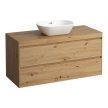 Laufen Lani alsószekrény pulttal H4065711122671, mosdótálakhoz, 2 fiókos, 120 cm, vad tölgy