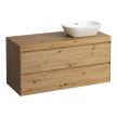 Laufen Lani alsószekrény pulttal H4065711122671, mosdótálakhoz, 2 fiókos, 120 cm, vad tölgy