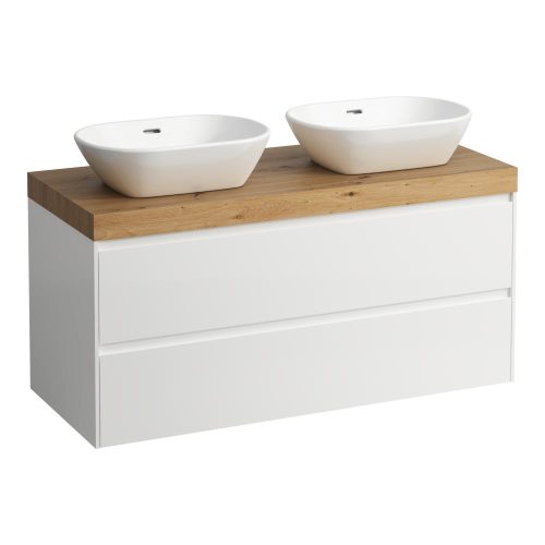 Laufen Lani alsószekrény pulttal H4065741122601, 2 db mosdótálhoz, 2 fiókos, 120 cm, több színben