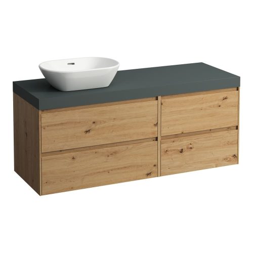 Laufen Lani alsószekrény pulttal H4065821122671, mosdótálakhoz, 4 fiókos, 140 cm, vad tölgy