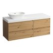 Laufen Lani alsószekrény pulttal H4065821122671, mosdótálakhoz, 4 fiókos, 140 cm, vad tölgy