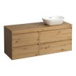 Laufen Lani alsószekrény pulttal H4065821122671, mosdótálakhoz, 4 fiókos, 140 cm, vad tölgy
