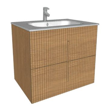  Arbi CODE WAVE alsószekrény fényes fehér mosdóval, 2 fiókos, 70 cm, tölgyfa, több színben