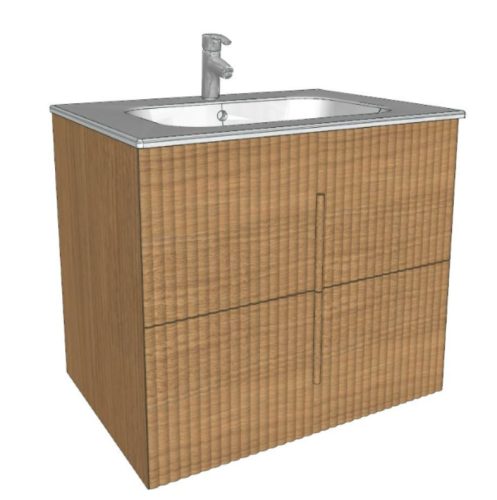 Arbi CODE WAVE alsószekrény fényes fehér mosdóval, 2 fiókos, 70 cm, tölgyfa, több színben