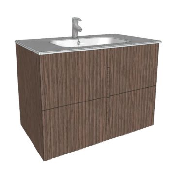   Arbi CODE WAVE alsószekrény fényes fehér mosdóval, 2 fiókos, 85 cm, tölgyfa, több színben