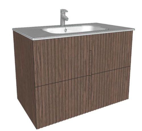 Arbi CODE WAVE alsószekrény fényes fehér mosdóval, 2 fiókos, 85 cm, tölgyfa, több színben