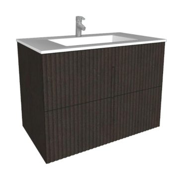   Arbi CODE WAVE alsószekrény matt fehér mosdóval, 2 fiókos, 85 cm, tölgyfa, több színben