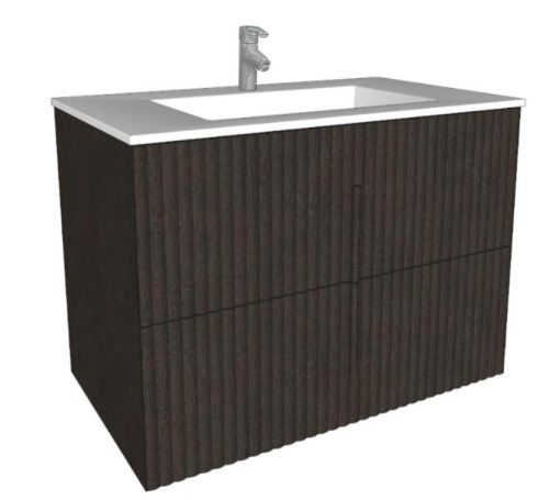 Arbi CODE WAVE alsószekrény matt fehér mosdóval, 2 fiókos, 85 cm, tölgyfa, több színben