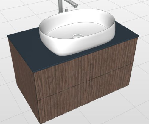 Arbi CODE WAVE alsószekrény pulttal mosdótálhoz, 2 fiókos, 85 cm, tölgyfa, több színben